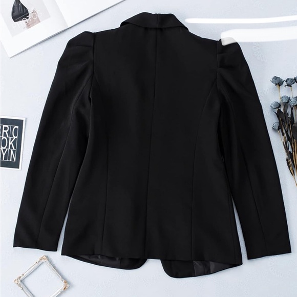 Women's Blazers Open Front Puff Sleeve with Pockets - Picture 6 of 7